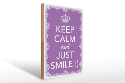Holzschild Spruch 30x40 cm Keep Calm and just smile:) Deko Schild