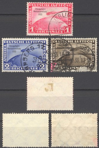 MiNr. 496-498 Deutsches Reich - Chicagofahrt Weltausstellung 1933 gestempelt