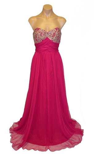 Mike Benet Vintage 1970s 80s Pink Chiffon Beaded Ball Gown Prom Dress sz 6 NWT - 第 1/3 張圖片