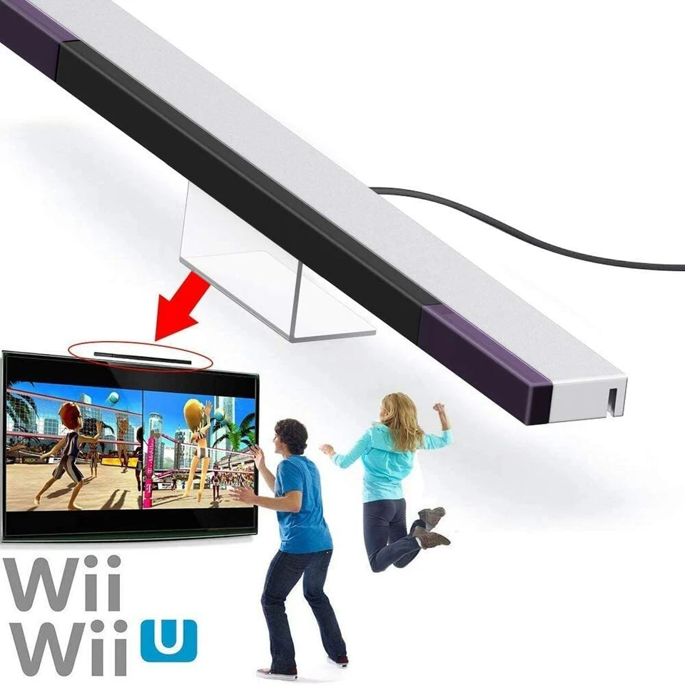 For Nintendo Wii & Wii U Sensor Bar Console Wired Infrared Ray IR Motion Stand - Image 2 of 4