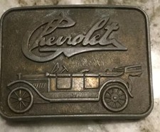 Vintage Solid Brass CHEVROLET Convertible Belt Buckle Chevy