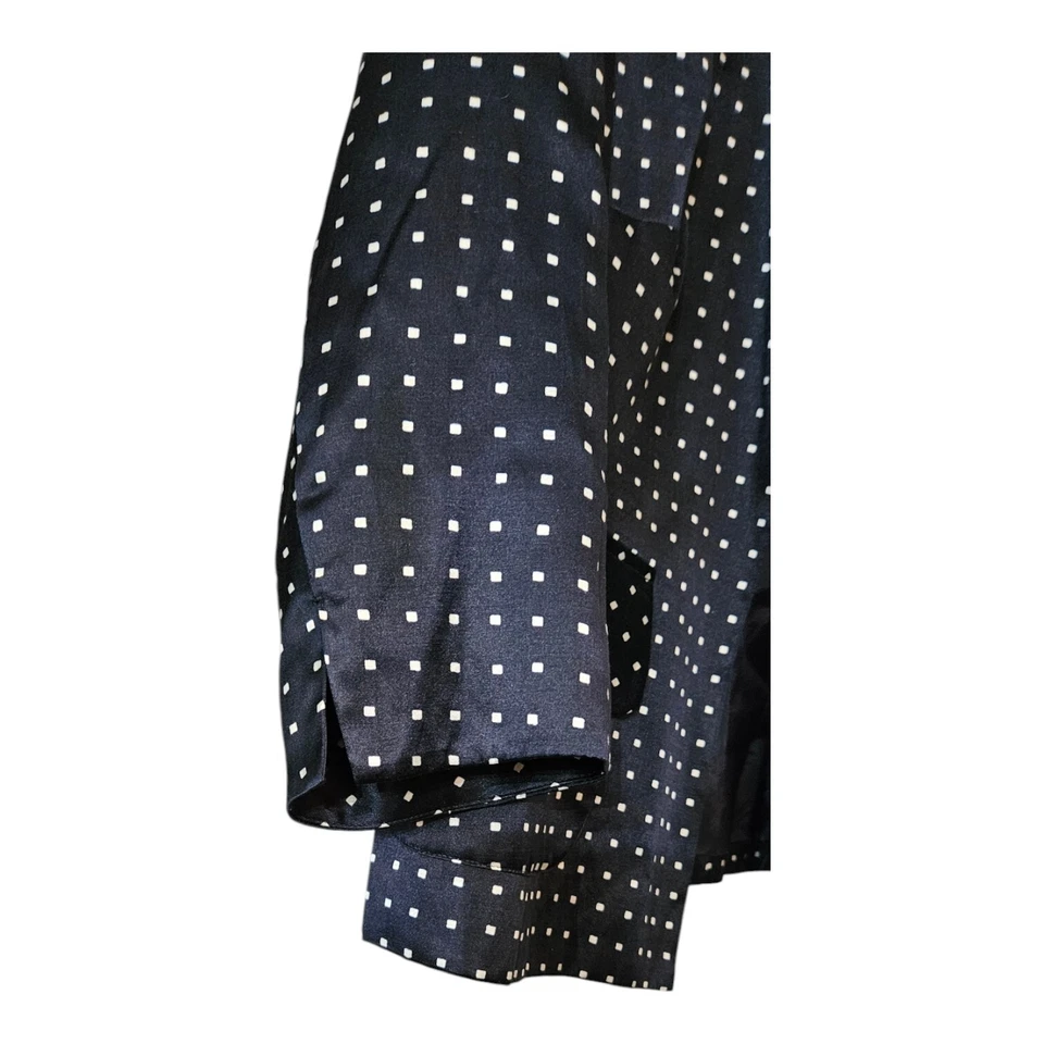 Chaqueta Pendleton para mujer talla 8 Petite 8P mezcla de seda frente abierto azul blanco lunares Foto 3 de 4