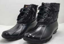 Sperry Women's Saltwater Rain Boot Nylon Quilt Black Women's sz 5.5 small scuff