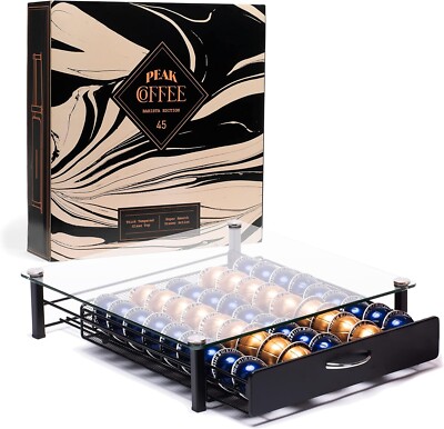 Peak Coffee Vassoio scorrevole per capsule Nespresso Vertuo, 45 capsule