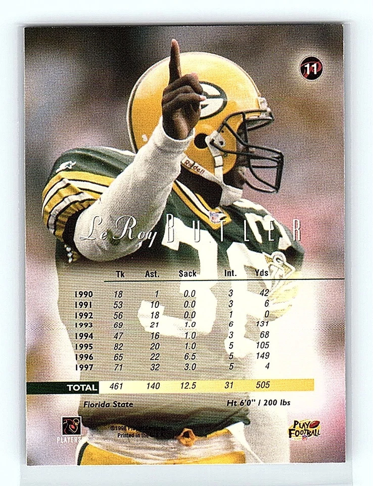 1998 Playoff Prestige LeRoy Butler Green Bay Packers #11 - Image 2 of 2