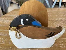 PRIMATIVE HANDMADE WOOD GOOSE Napkin Holder