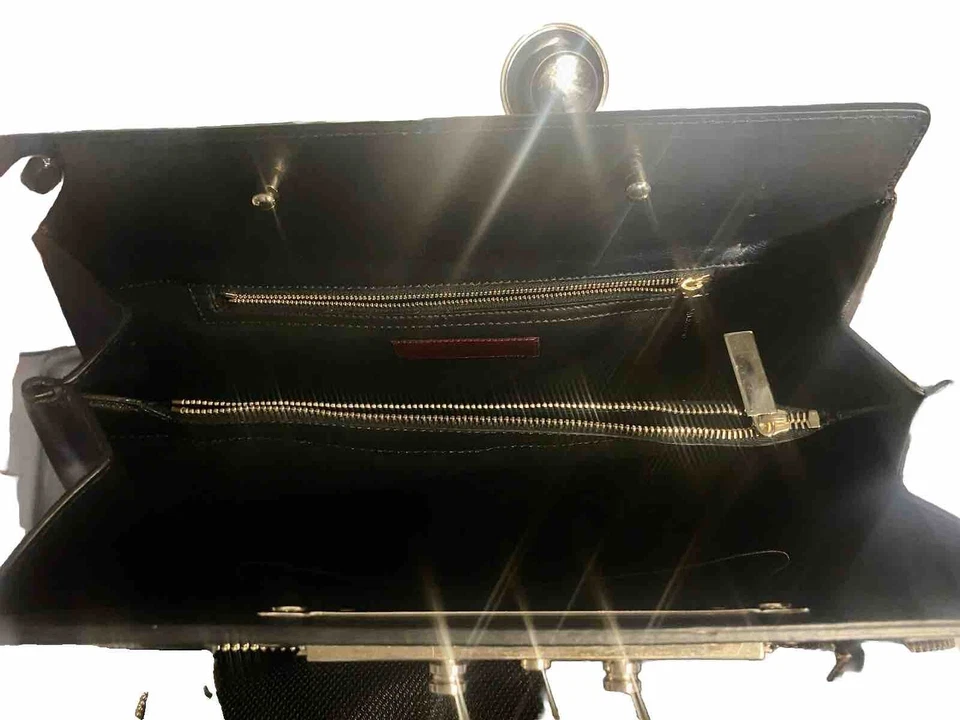 Valentino Garavani Demetra Leather Floral Lace Frame Satchel Tote Bag - Image 4 of 4