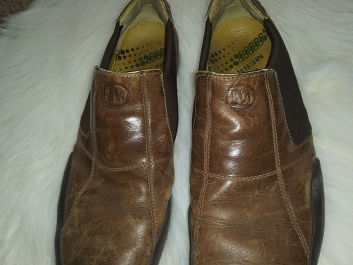 Mocassini Merrell in pelle marrone mocassini da guida casual scarpe uomo 10,5 - Foto 12 di 12