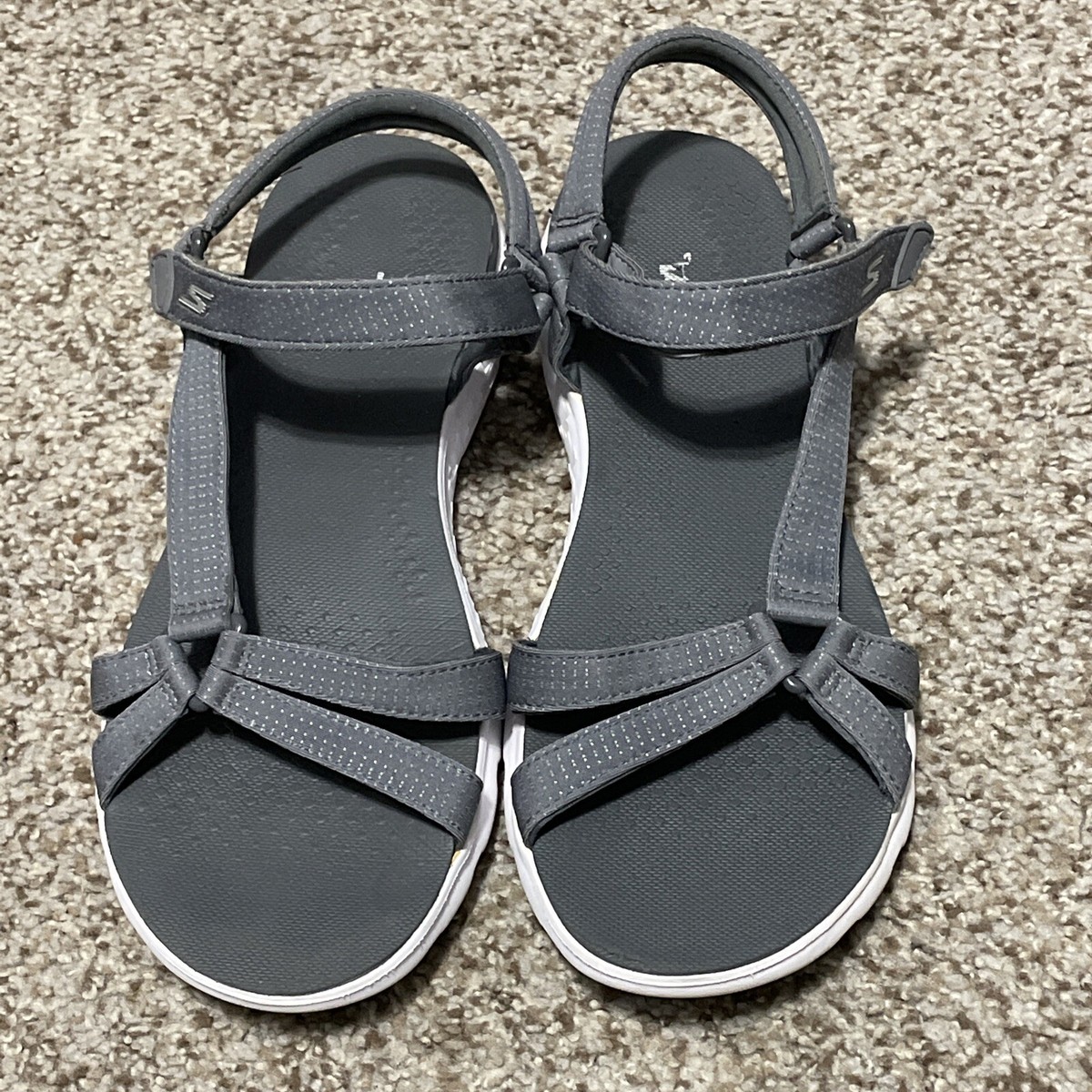 Skechers On the Go 600 Brilliancy Ankle Strap Sandals Gray Women's