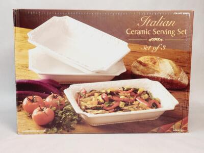 Costco Ceramic Serving (669624) Set of 3 - New in Box, Vintage, Italy, White