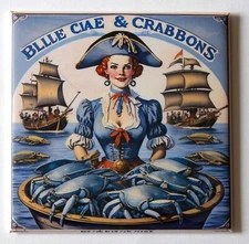 Pirate Woman with Blue Crabs FRIDGE MAGNET