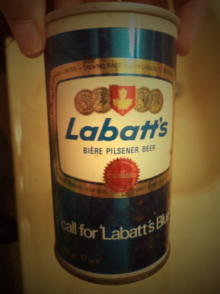 LABATT'S BLEU BIERE BEER 12 OZ STRAIGHT EDGE STEEL CAN 9 CITIES