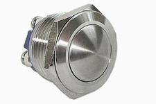 5/8" Silver Domed Momentary Stainless Steel Metal Push Button Switch 16mm 12V