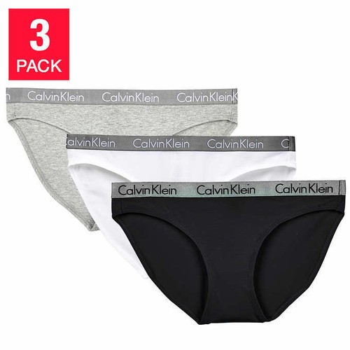 Calvin Klein Ladies' Bikini 3-pack Underwear Panties White/Grey/Black Size  S-XL | eBay