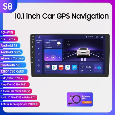 10.1'' Android 12.0 CarPlay 8+128GB Auto Car Stereo Radio MP5 Player In Dash GPS