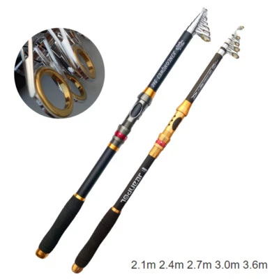 MARKENLOS Angelrute Teleskop Reise Angelrute Karpfenrute Geschenk 2.1m 2.4m 2.7m 3.0m 3.6m