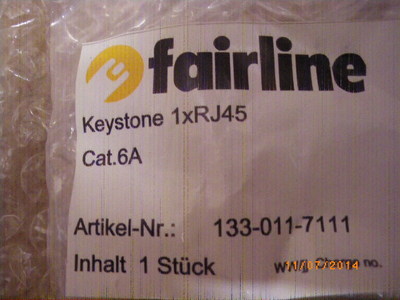 5 Stück fairline Keystone 1x RJ45 Cat.6A Modul Netzwerk Jack Datenschrank