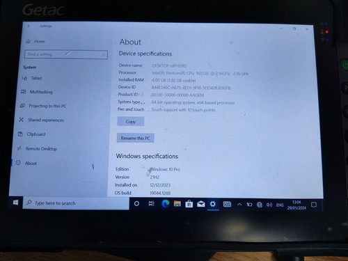 GETAC T800 Rugged Tablet PC Intel Pentium N3530 2.16GHz 4GB RAM 128GB *ISSUES* - Picture 2 of 17