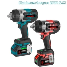 2800Nm Cordless Impact Wrench 1/2'' Brushless High Torque Driver Drill Batteries
