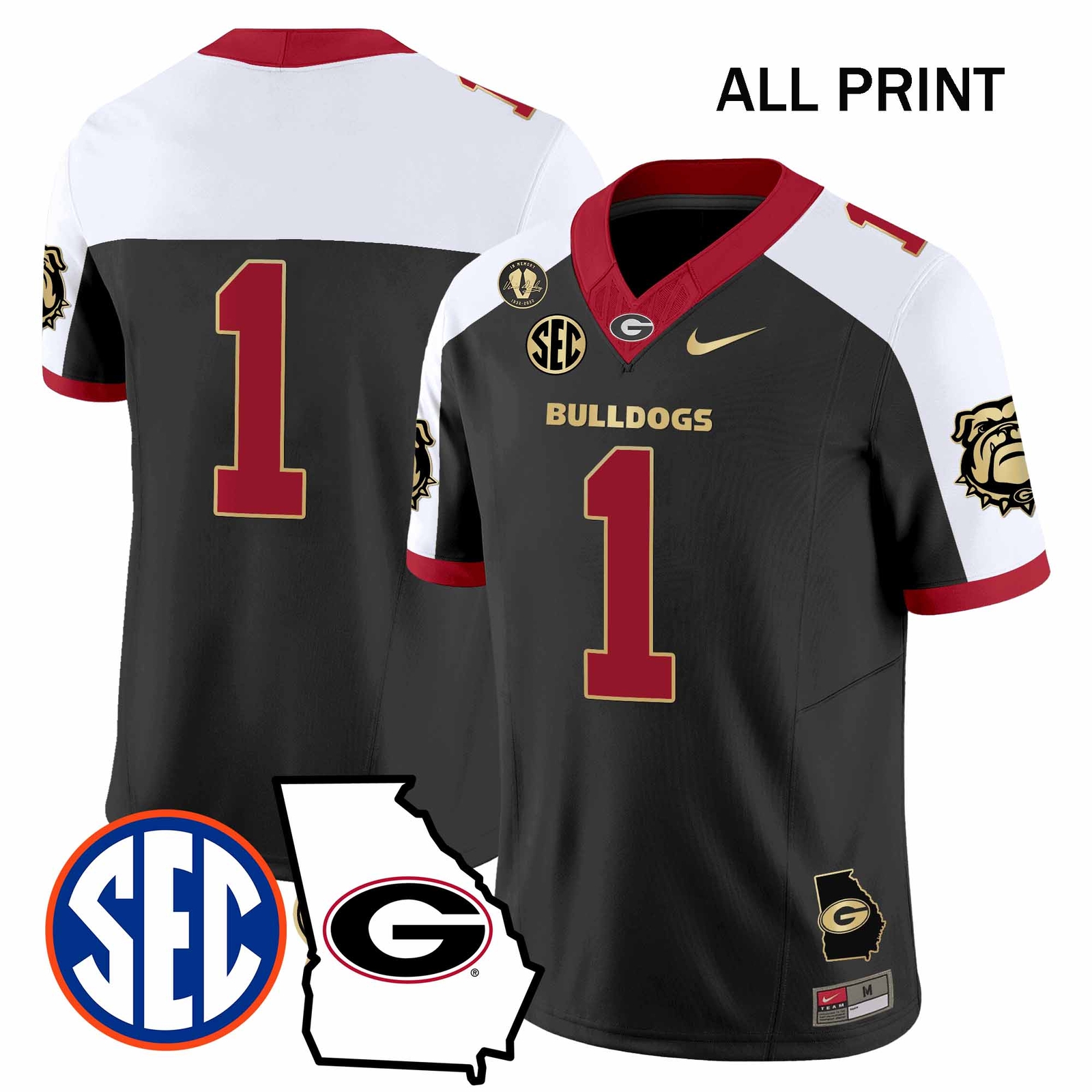 GeorgiaxBulldogs 2024 #1 Team Football Jersey - All Print