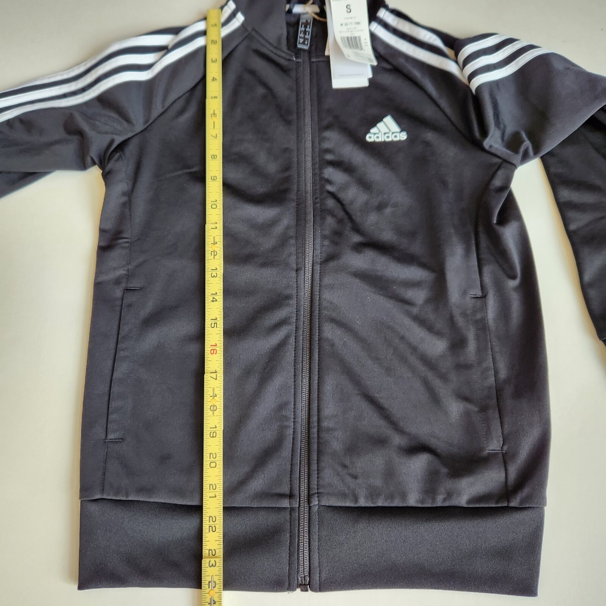 ADIDAS Womens Black Essential Stripe Tricot Track Jacket, Small