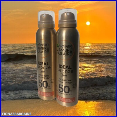 Garnier Amber Solaire Ideal Bronze Face & Body Mist LSF50 150ml x 2er Pack