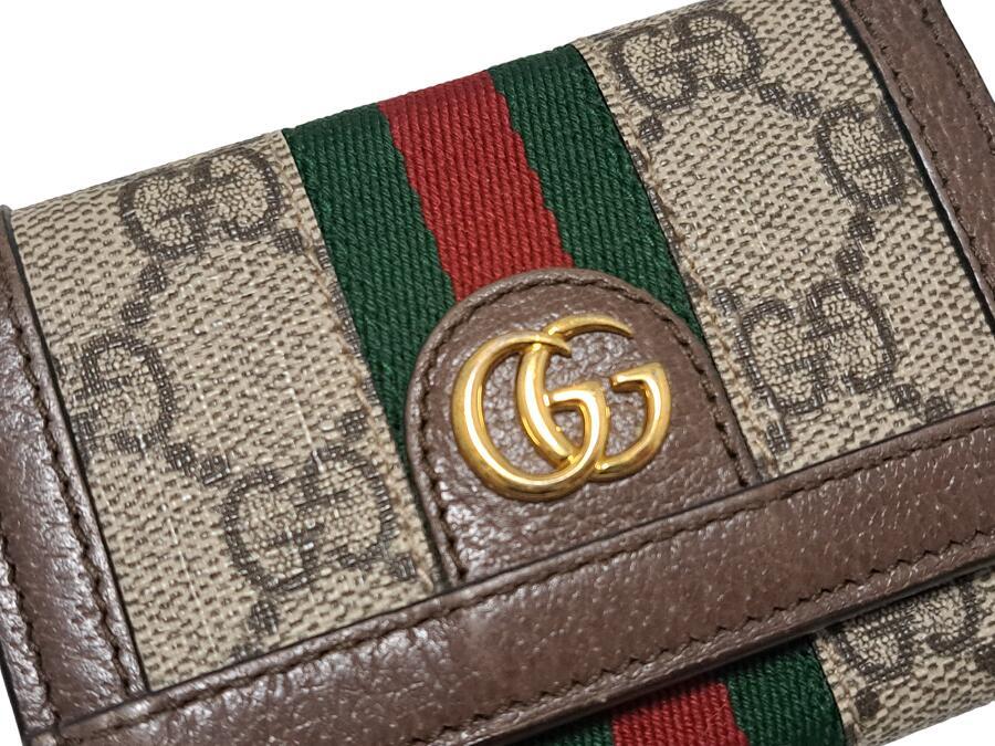 【GUCCI】OPHIDIA WALLET Gucci Compact Ophidia Tri-Fold Wallet Web Stripe GG644334