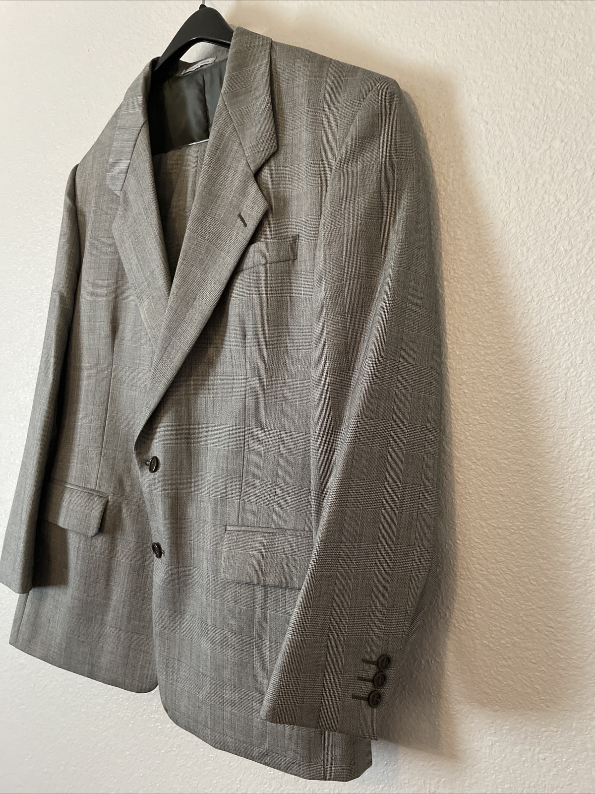 Tuta a quadri Yves Saint Laurent vintage grigio lana a quadretti 2 pezzi designer 42R