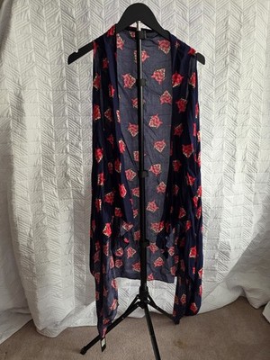  Duster Kimono Wrap Navy Fox One Size BOHO Bohemian Womens Light Weight NEW
