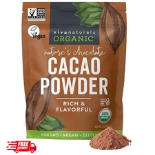 Organic Cacao Powder, Unsweetened, 1 lb (454 g) – Rich Dark Chocolate Flavor, Pe