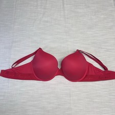 Victoria  s Secret PINK Red Wear Everywhere Push Up Bra 36DD Padded Logo