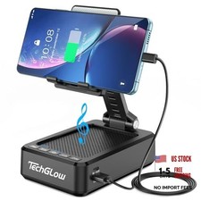 Foldable Cellphone Stand with Bluetooth Speaker and Charging Function Black