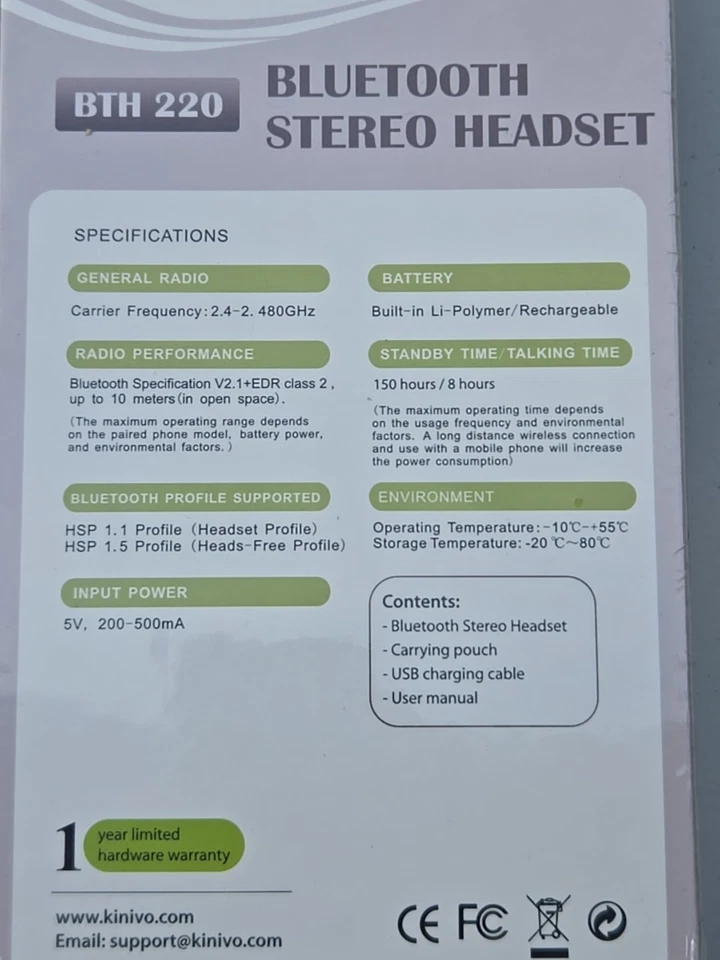 Auriculares estéreo Kinivo BTH220 Bluetooth - Soporta transmisión inalámbrica de música NUEVO Foto 4 de 4