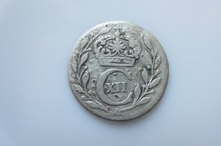 Sweden medieval silver coin Karl XII 1 öre ca 1697 Stockholm