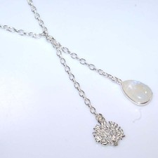 Long Rainbow Moonstone 925 Silver Plated Necklace 18" Luxury Inspired Design GW