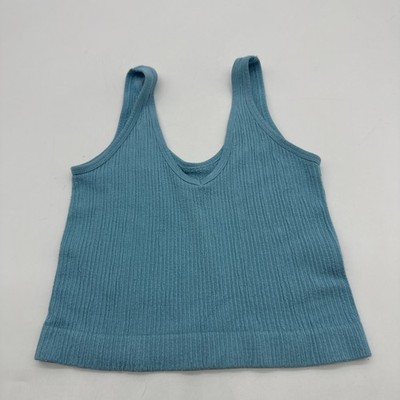 Unbranded Tank Top Youth Girl Small V-Neck Blue Solid..#33151