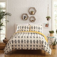 Jungalow 3pc King Prosperity Quilt & Sham Set Black/White: Cotton