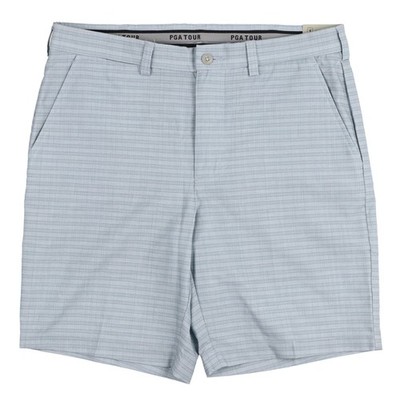 PGA TOUR Flat Front Plaid Print Golf Shorts sz 38 Tradewinds Gray