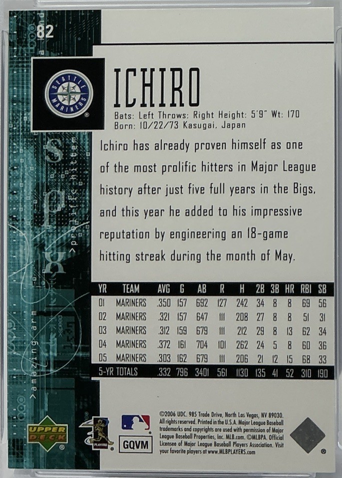 Ichiro PSA 10- 2006 Upper Deck SPx - Mariners, 4,000 Hits, Gold Gloves, HOF view 8