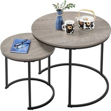 Nesting Coffee Tables Set of 2, Round Stacking End Side Tables for Living Room