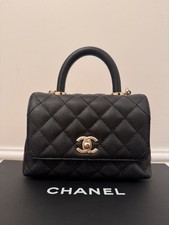 CHANEL - Black Coco Handle Bag - Mini - Light Gold Hardware