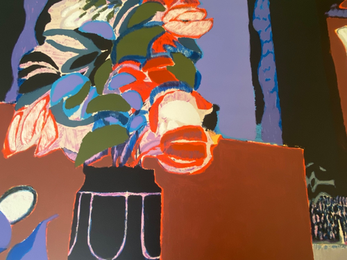 GABRIEL GODARD LIMITED EDITION PRINT FLORAL STILL-LIFE purple brown ARTWORK vase - Picture 2 of 6