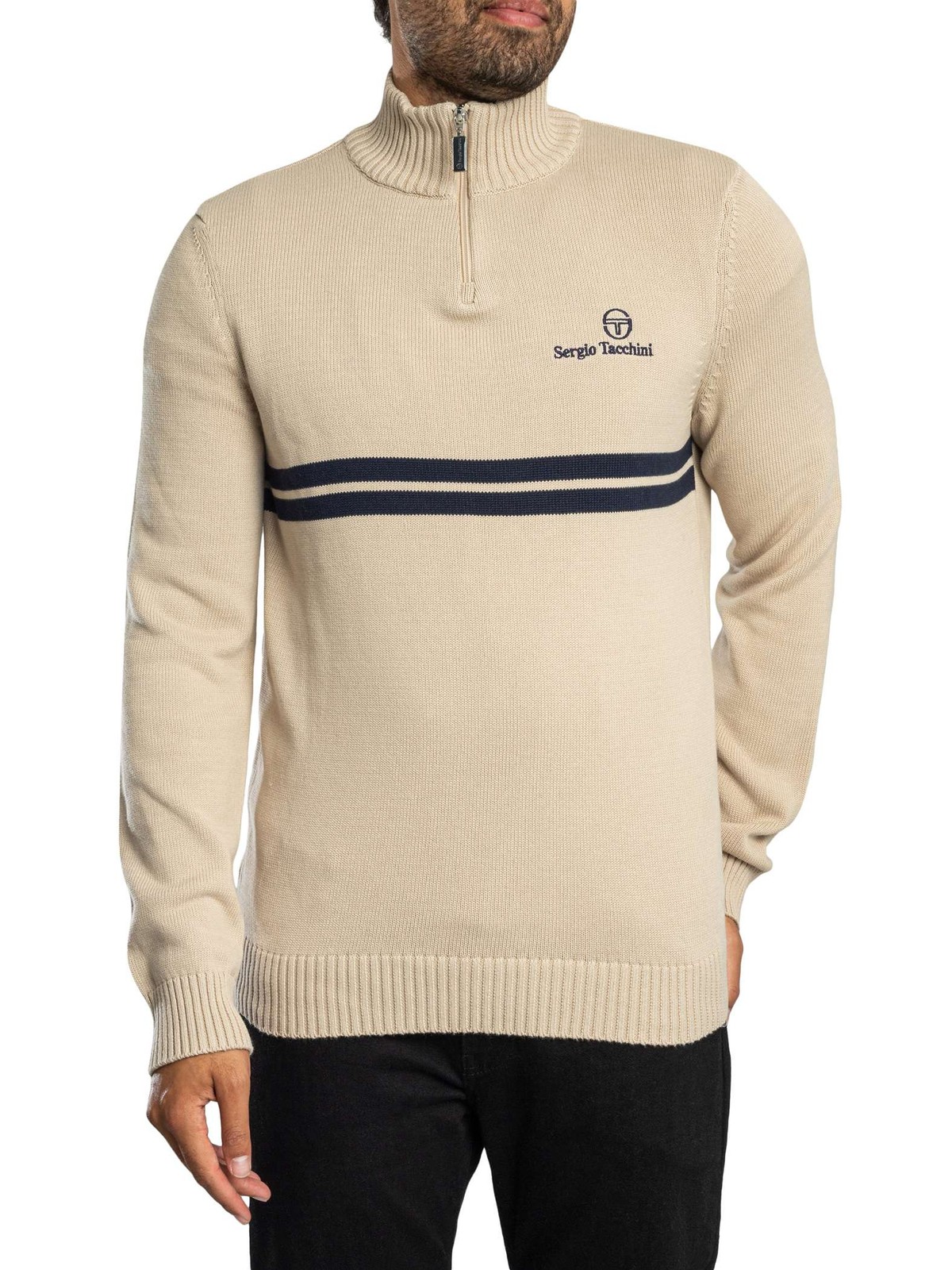 Sergio Tacchini Men's Peyton/Maritime Blue New Dallas 1/4 Zip Knit - Image 2