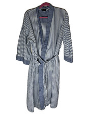 Christian Dior Monsieur Vintage Robe One Size Blue White 100 Cotton Excellent