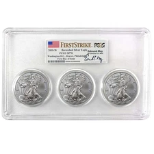 2018-W Burnished Silver Eagle 3 Coin Set PCGS SP70 FS Edmund Moy Label