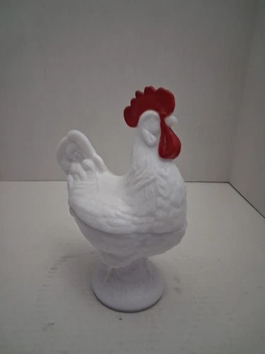 Vintage Westmoreland Milk Glass Standing Rooster Candy Dish