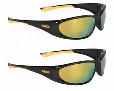 DEWALT DOMINATOR SAFETY GLASSES YELLOW MIRROR DPG94-YC 2 PACK NEW