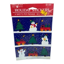 VTG American Greetings Christmas Stickers Snowman Tree 4 Sheets Sealed