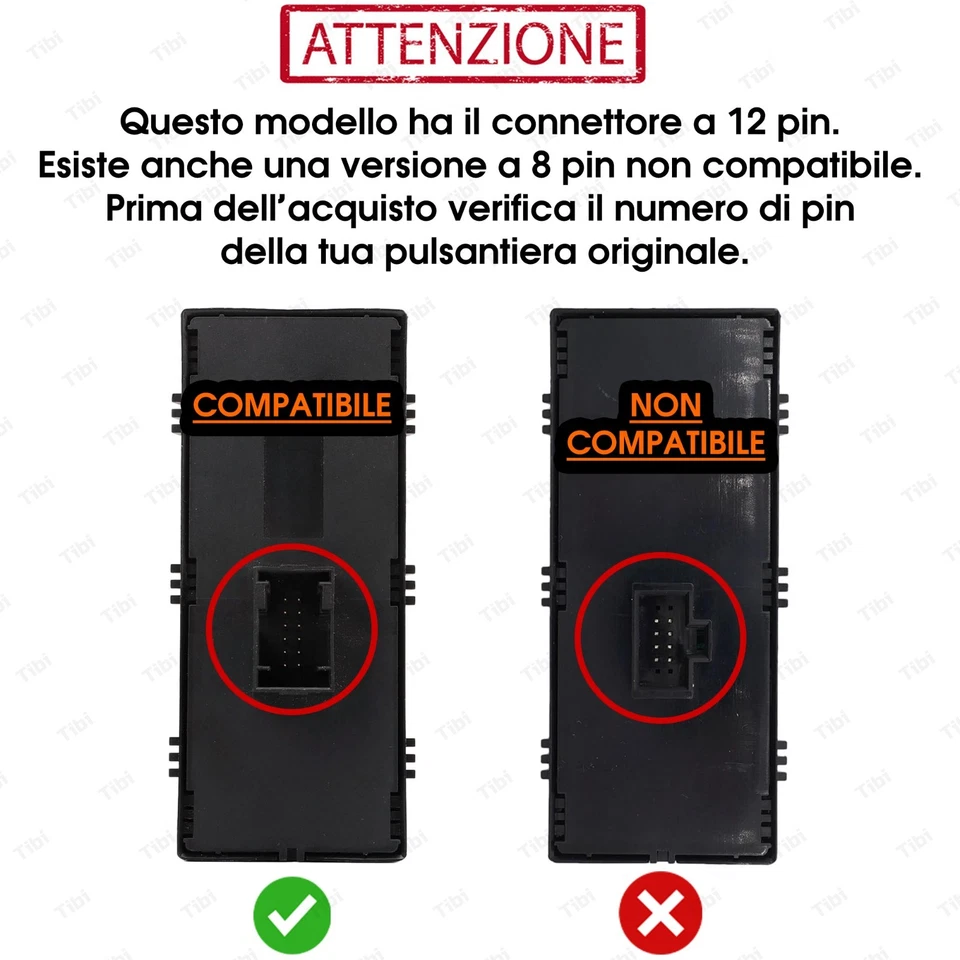PULSANTIERA ALZACRISTALLI INTERRUTTORE FIAT DOBLO OPEL COMBO 735498686 12 PIN - Immagine 2 di 4