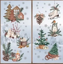 Christmas Window Clings 9 Sheets, Christmas Tree Winter Pine Cone